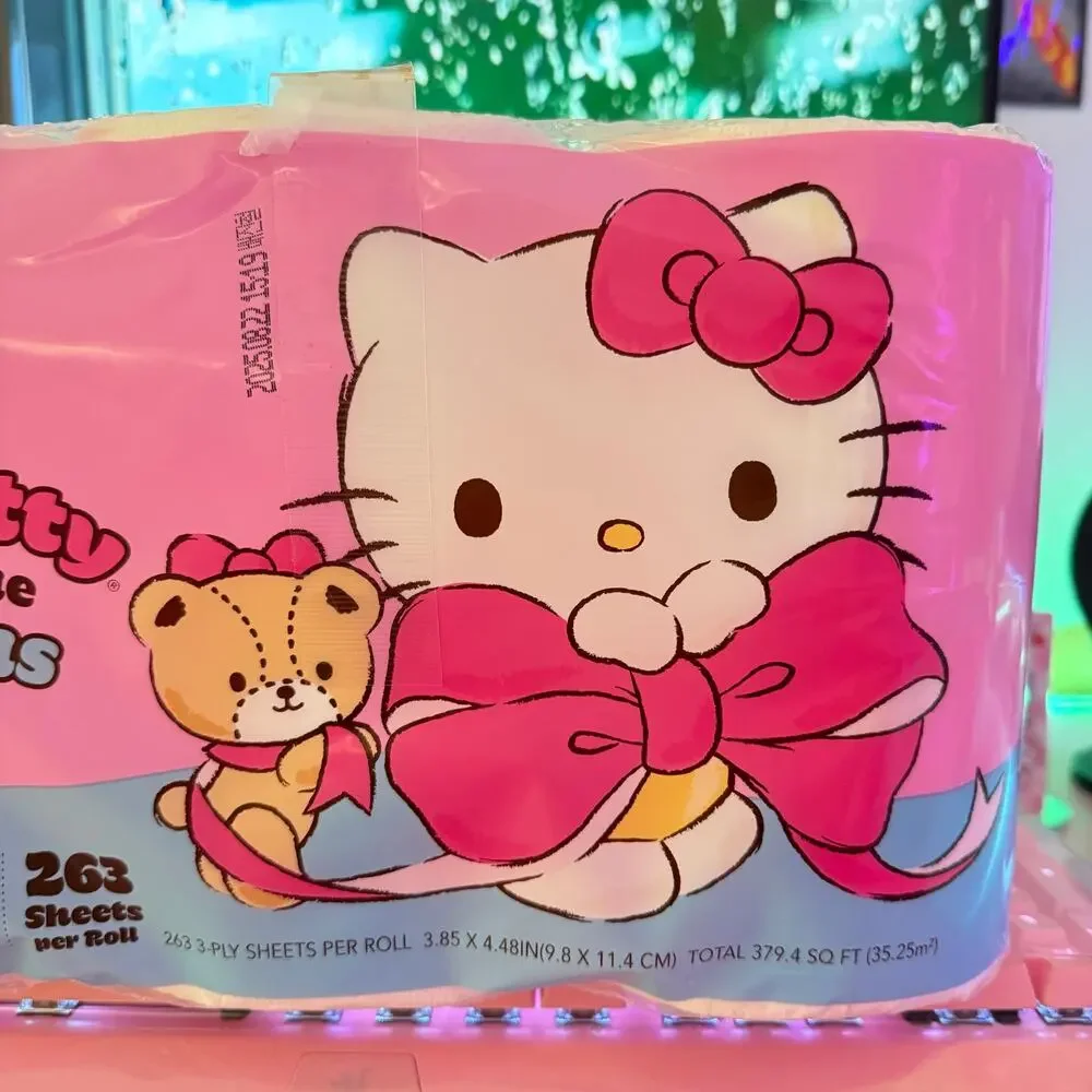 Hello Kitty Bath Tissue Soft 12 Rolls 3-Ply Pink Embossed Toilet Paper Sanrio